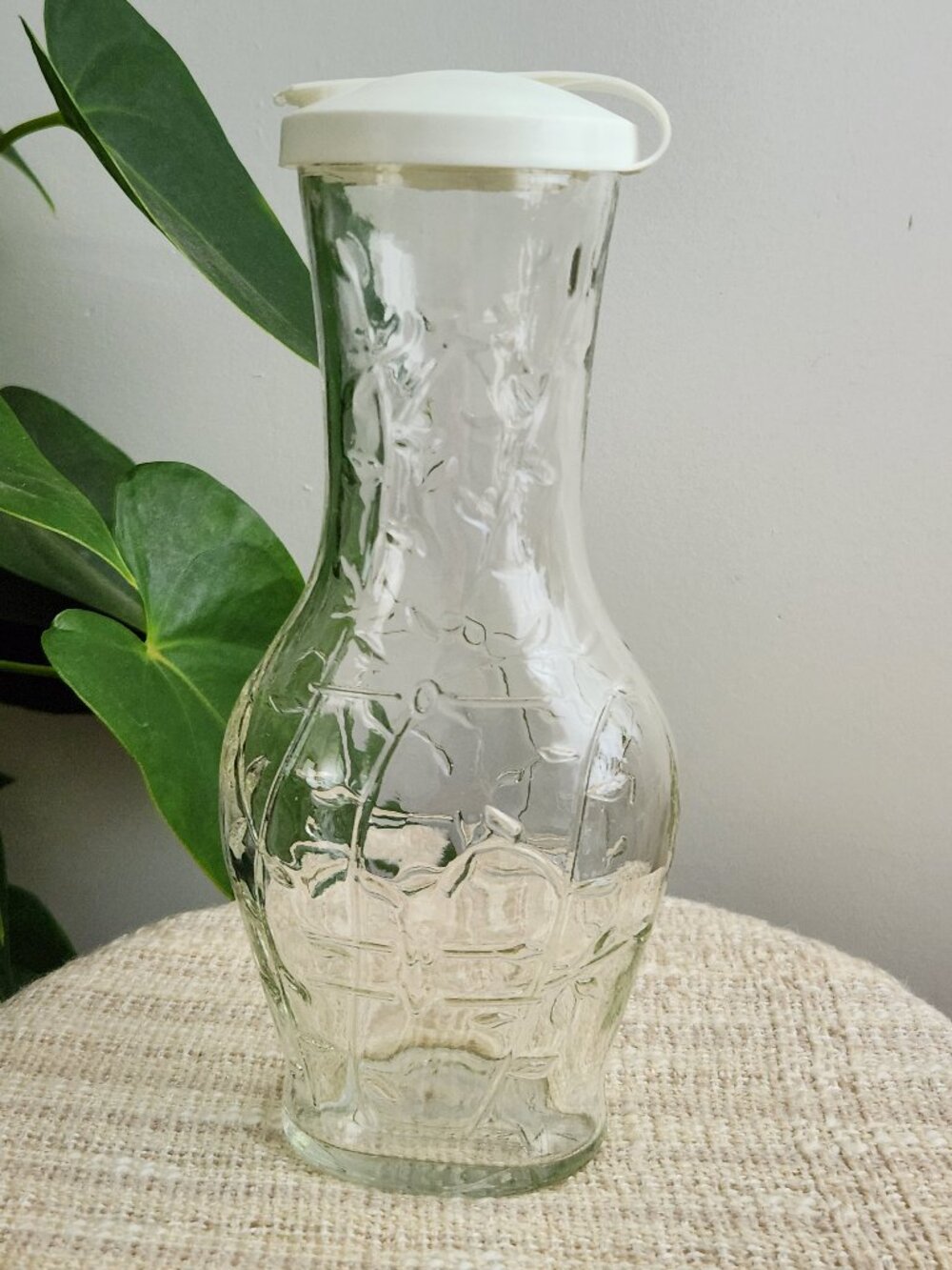 Vintage Good Seasons Salad Dressing Cruet Embossed Vine Pattern 7"